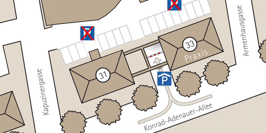 Patienten­parkplätze - Frauenarzt Augsburg Dr. Fischer & Kirschbaum